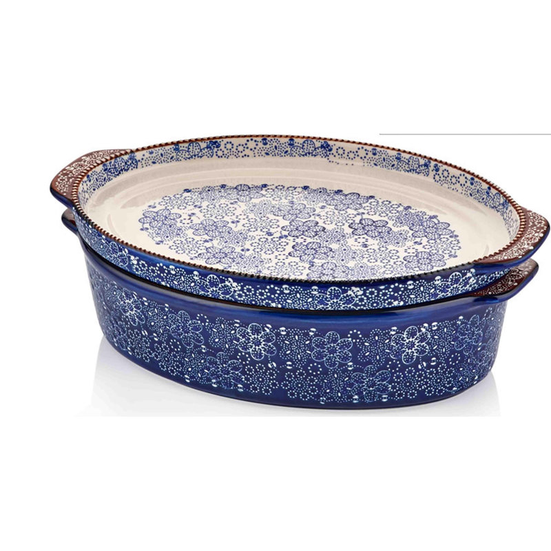 Latitude Run Brasher Oval Stoneware 2 Piece Casserole Bakeware Set