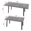 Table de salle à manger extensible pour la maison et la cuisine, rectangulaire, grise avec pieds en métal noir, thème industriel médiéval pour famille
