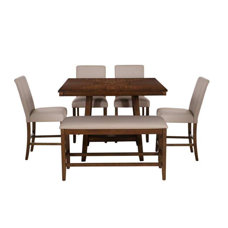 Barneveld Counter Height Dining Set, 6 Pieces: Table, Bench, 4 Chairs