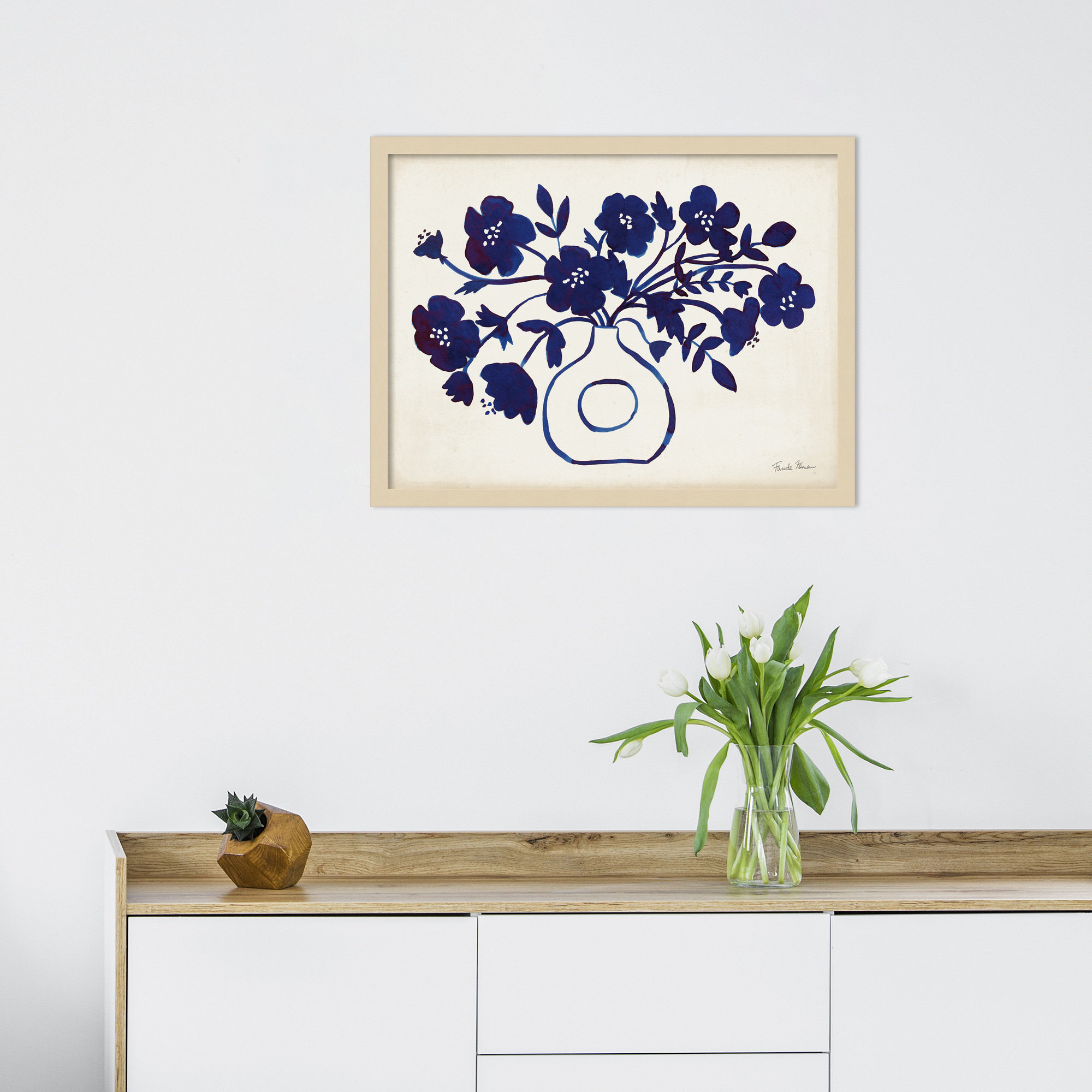 Modern Blue by Farida Zaman, 19" H x 25" W x 1" D, Brown