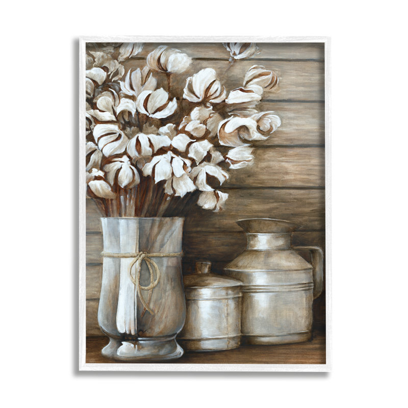 «Traditional Flower Bouquet», peinture sur toile flottante, H 20 po x l 16 po x P 1,5 po, Giclée encadrée blanc bord de mer