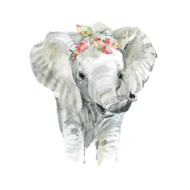 Savannah Elephant by Carol Robinson - Painting on Canvas, Wrapped Canvas, 30.48 cm H x 30.48 cm W