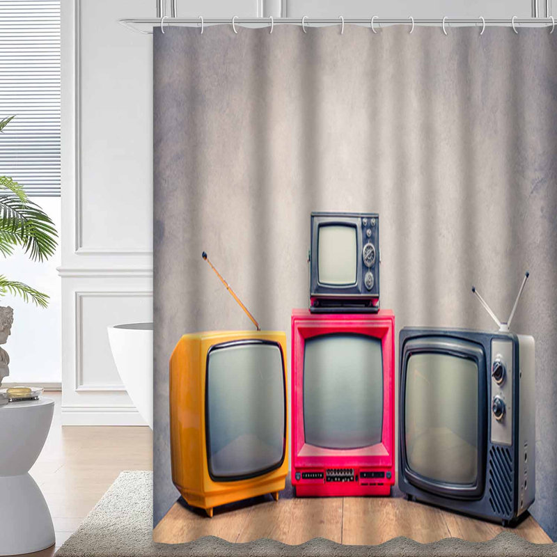 Rétro vieux téléviseur rétro sur mur en bois avec 12 crochets, 72" L x 72" W