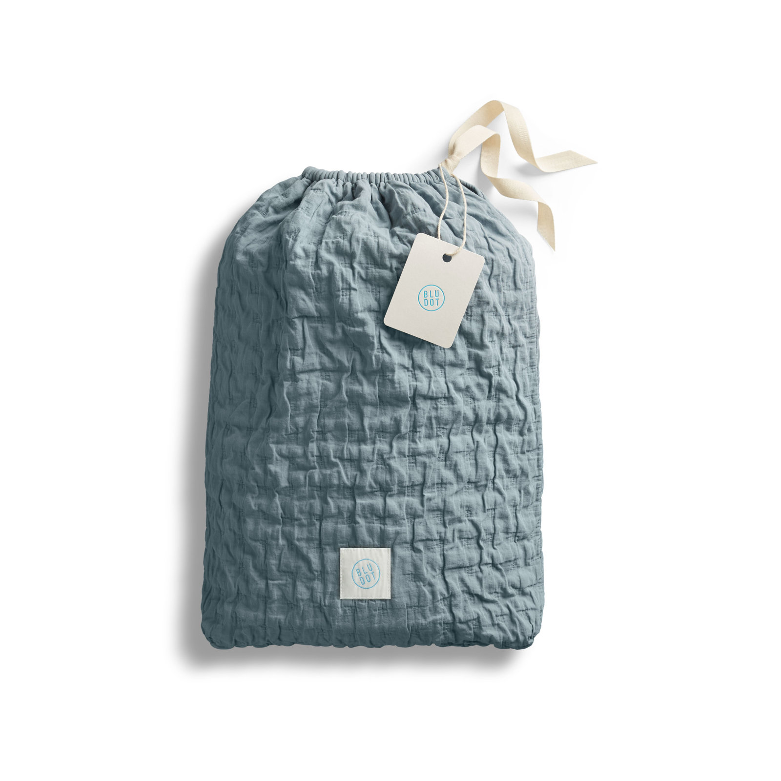 Popple Cotton Duvet Cover Set, Queen Duvet Cover + 2 Queen Shams, Gray Blue