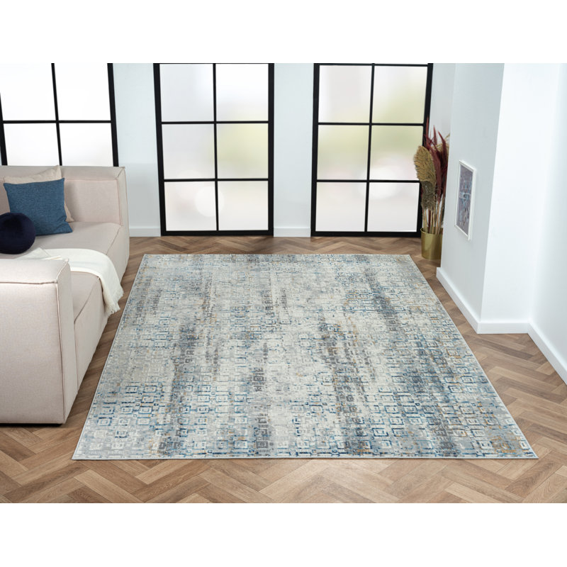 Lillith Machine Woven Beige/Blue/Grey Indoor Rug, Rectangle 200 x 290cm