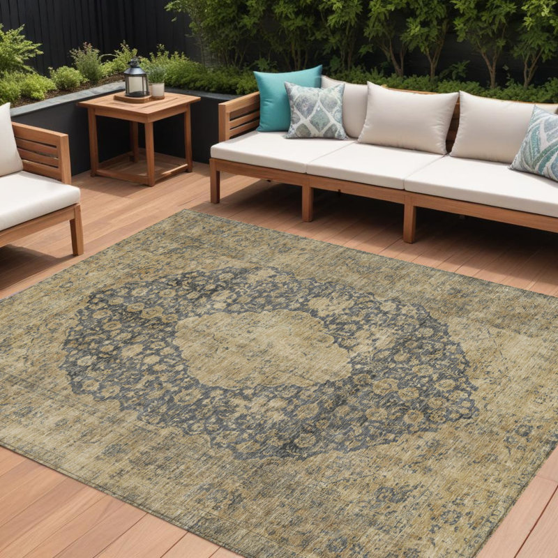 Tapis intérieur lavable 8 pi x 10 pi gris anthracite et beige