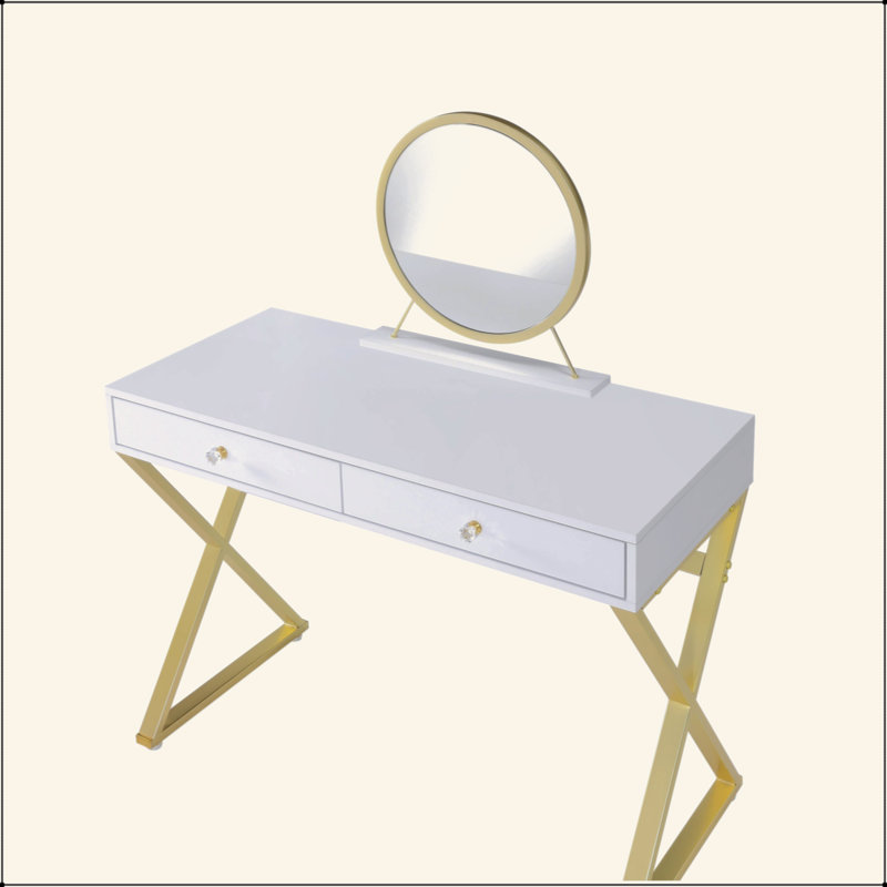 Vanity Desk W/Mirror & Jewelry Tray