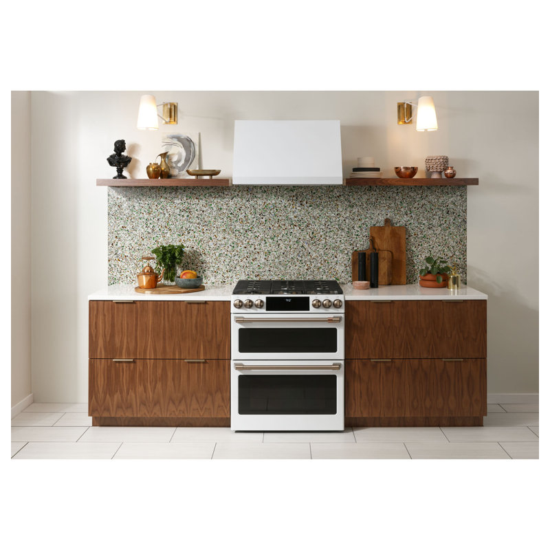 Café 30" 6.7 cu. ft. Smart Slide-in Gas Range with Griddle, Matte White