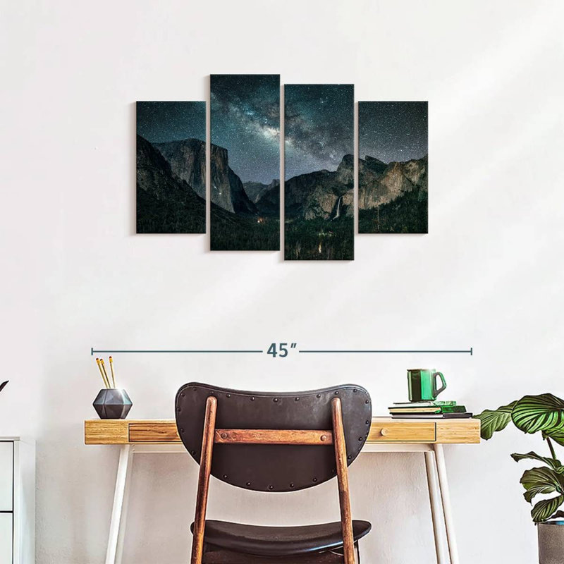 États-Unis, parc national, Stargazing At Yosemite, ensemble de 4 pièces sur toile, H 22 po x l 36 po x P 1 po