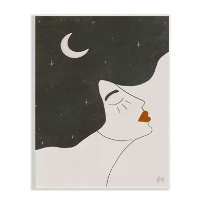 "Femme abstraite, portrait de cheveux, ciel étoilé" par Birch & Ink - impression sur toile tendue