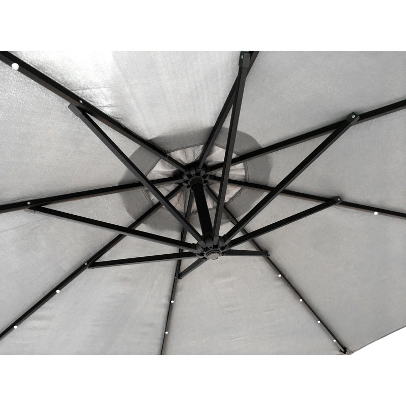 Horan 300cm Lighted Cantilever Parasol, Grey/Black