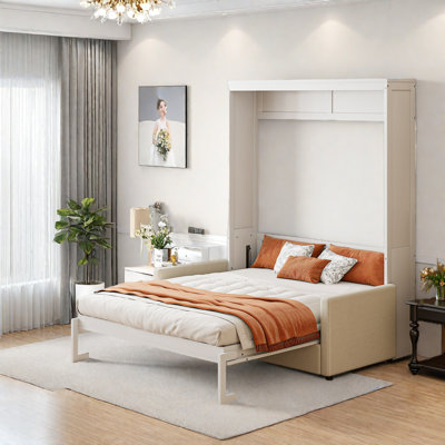 Lit escamotable double pleine grandeur avec coussin