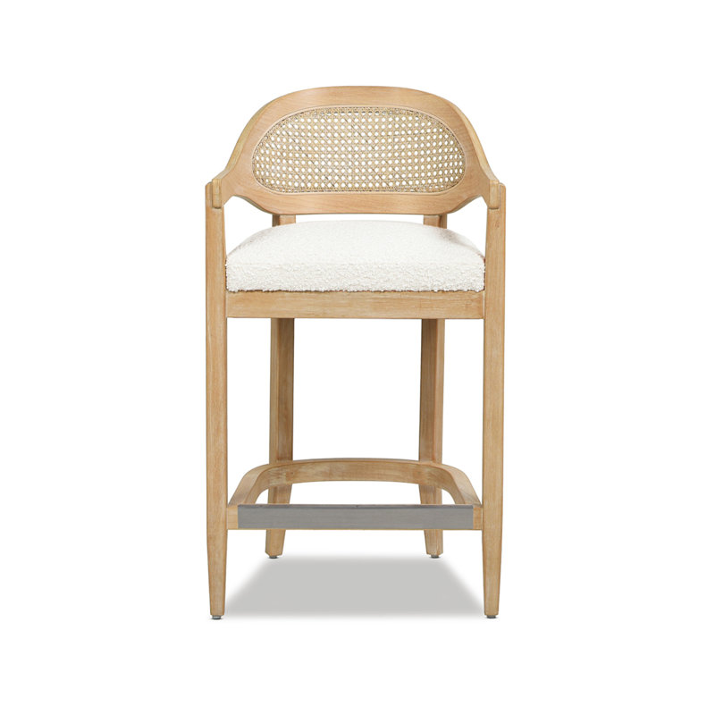 Americana Mid-Century Modern Cane Back Counter Stool, Natural, Beige
