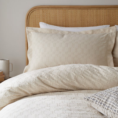 Waffle 180 Thread Count Cotton Circle Oxford Pillowcase Pair