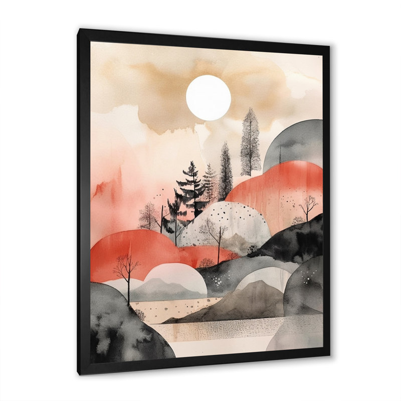 Minimalisme scandinave paysage I - impression, H 40 po x l 30 po x P 1,5 po, Cadre simple noir