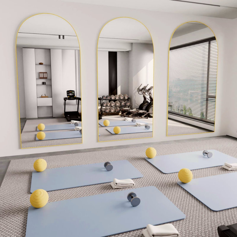 Large Arch Full Length Mirror with 3 Mounting Method, 71" x 32", Brushed Gold
