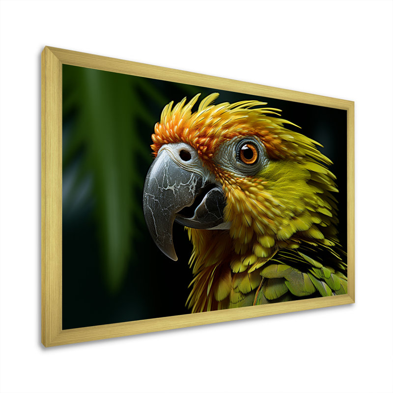 «Parrots Emerald Magical Melody I», reproduction sur toile, H 12 po x l 20 po x P 1 po, Encadrement doré