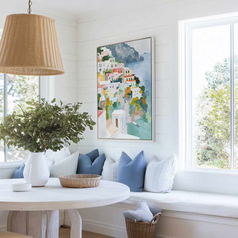 Coastal Village Glow III, H 13 po x l 9 po, Toile avec cadre, Chrome poli