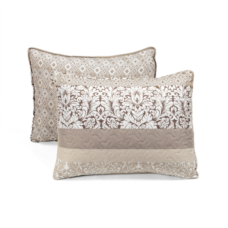 Boho Stripe Reversible Coverlet Set, King Quilt + 2 King Shams, Neutral