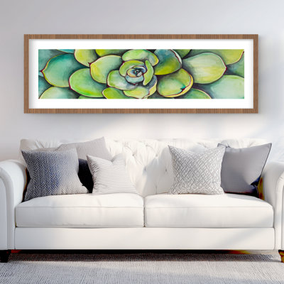 Watercolor Succulent Plant Print - Cactus Green Framed Decor