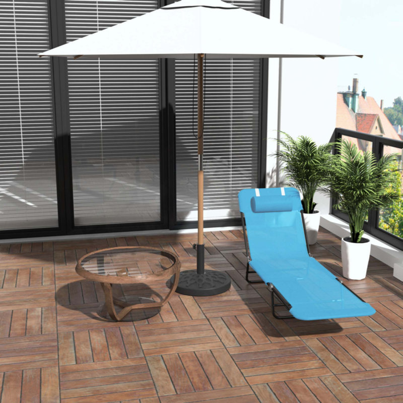 Folding Chaise Lounge Chair, Pool Sun Chair, Outdoor Lounge Chair With Reclining Back, Breathable Mesh Seat, Headrest For Beach, Yard, Patio