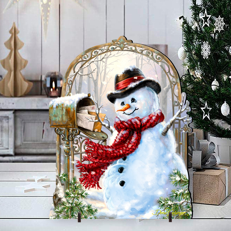 « seasons-greetings », maison de décoration pour gazon et figurine extérieur bonhomme de neige