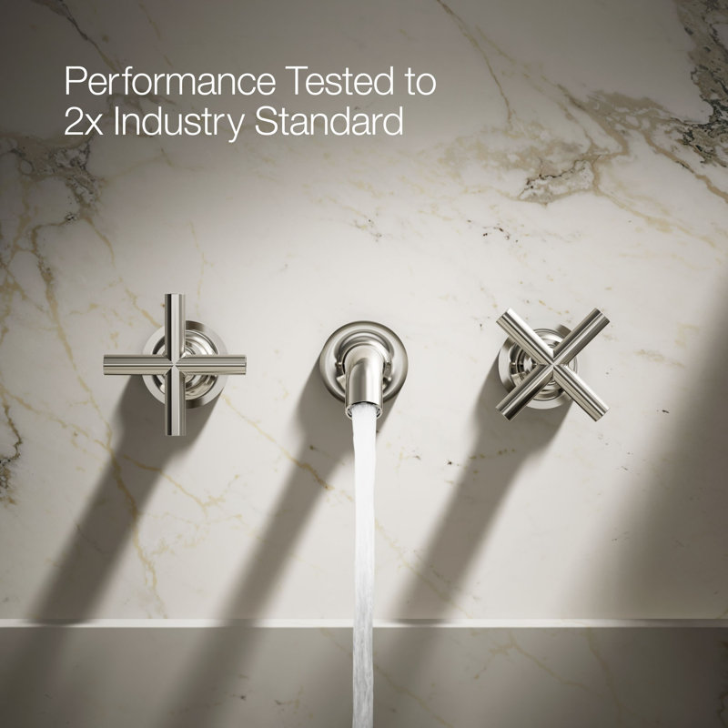 Purist® Wall-Mounted Bathroom Faucet, Cross Handle, Vibrant Polished Nickel
