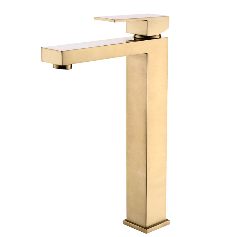 Robinet à un trou de luxe doré - Contrôle de robinet brossé moderne à fixation latérale et sur comptoir