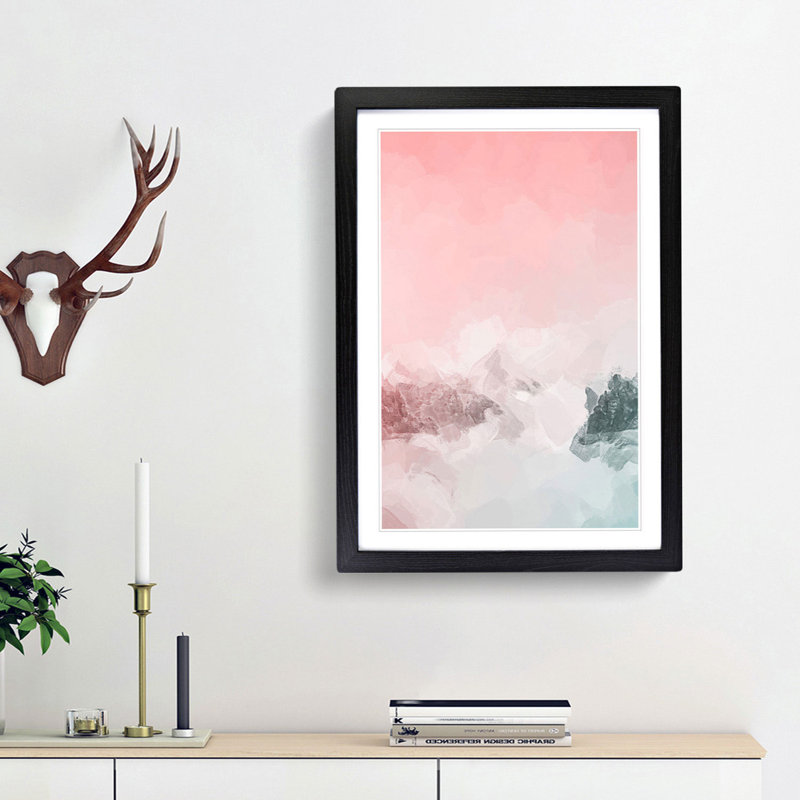 Cloudy Mountains in Abstract - Picture Frame Graphic Art Print, 65cm H x 48cm W x 2cm D, Black Framed