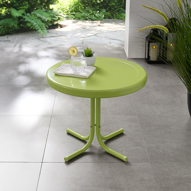 Alanna Round Metal Outdoor Side Table , 22'' in. W 22'' in. D, Key Lime Gloss