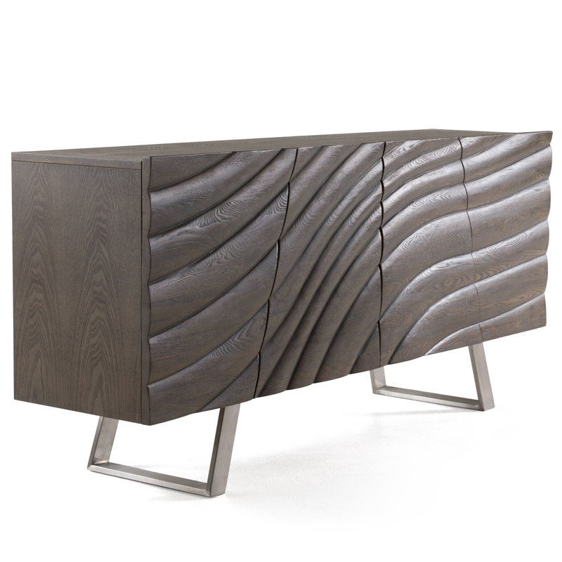 Buffet Alaia, Bois de frêne gris / acier argent