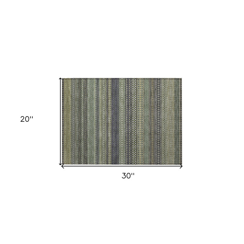 Tapis intérieur antidérapant à rayures 2 pi x 3 pi sauge