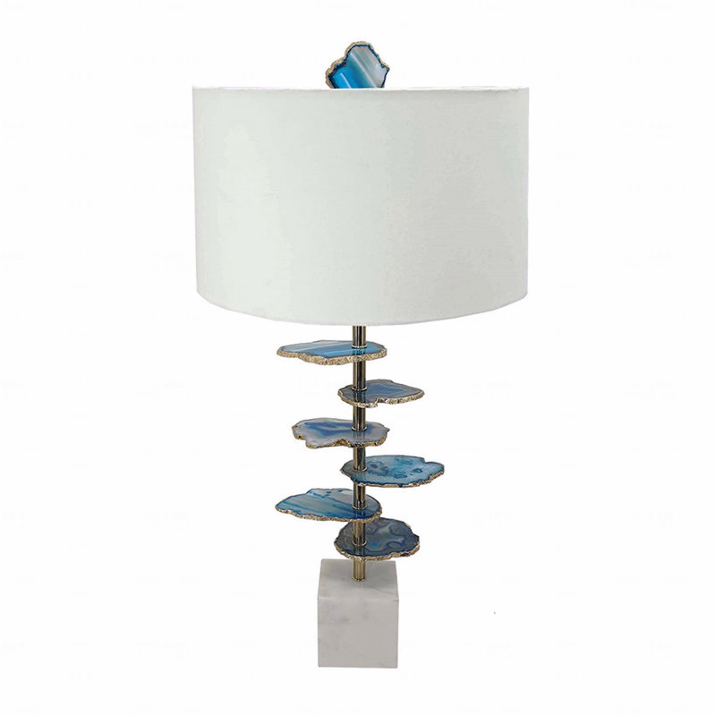 Table Lamp, With Marble Base, Blue