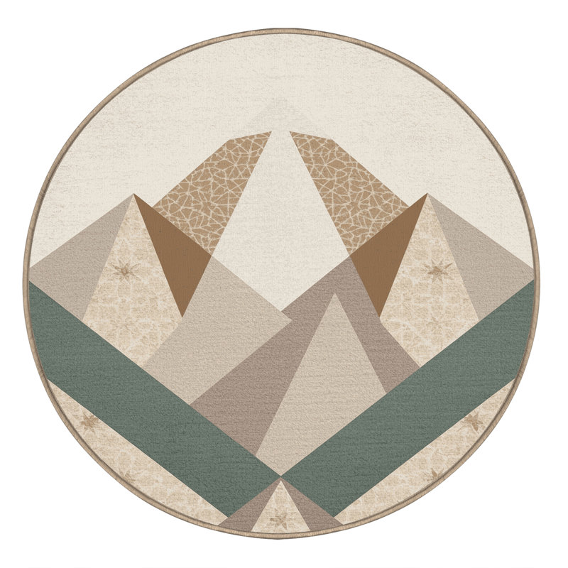 Tapis moelleux moelleux d'inspiration mondiale de couleur marocaine beige - reliure beige, Rond 3 pi