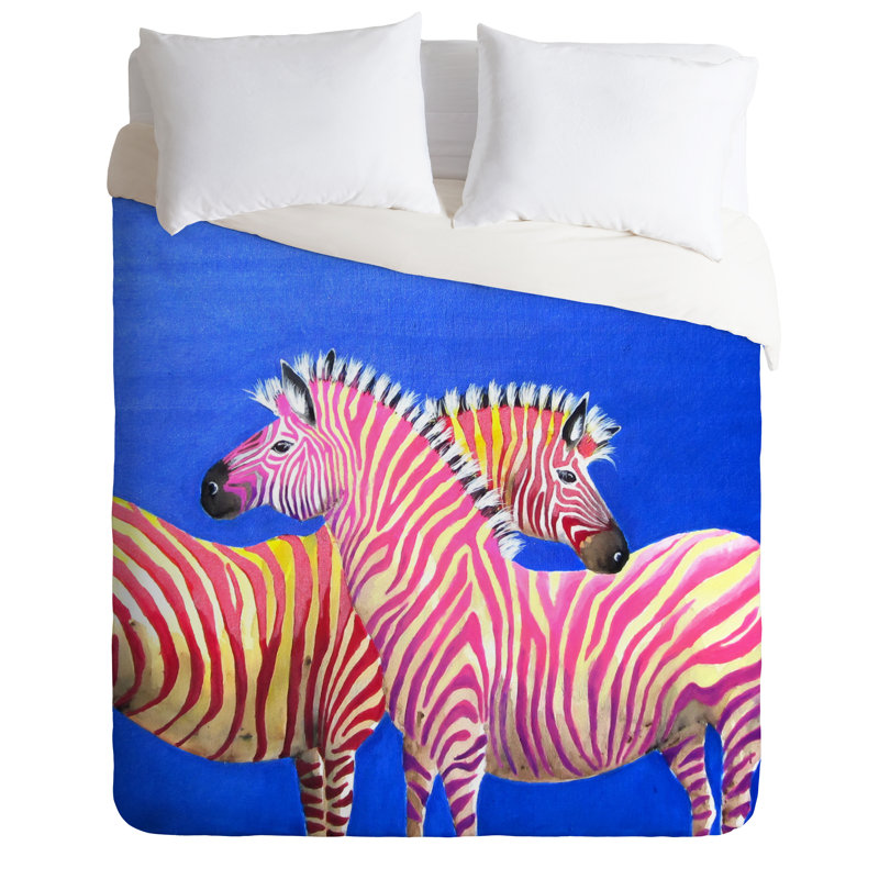 Ensemble de housse de couette Clara Nilles Diva Zebras on Royal Sapphire, Housse de couette simple + 1 taie décorative stan