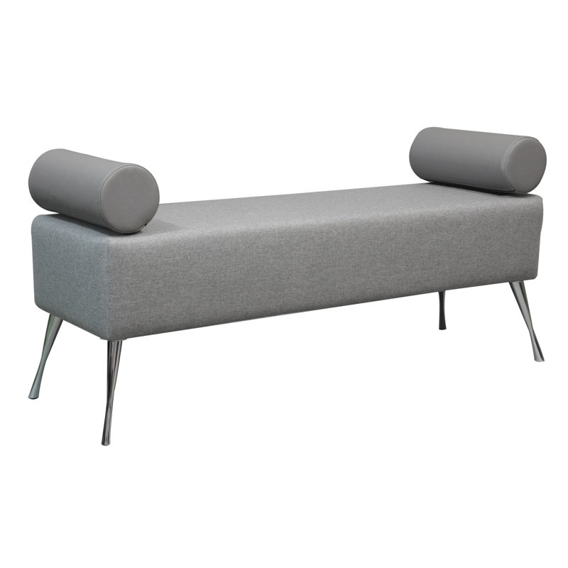 Modern Upholstered Bench, Grey