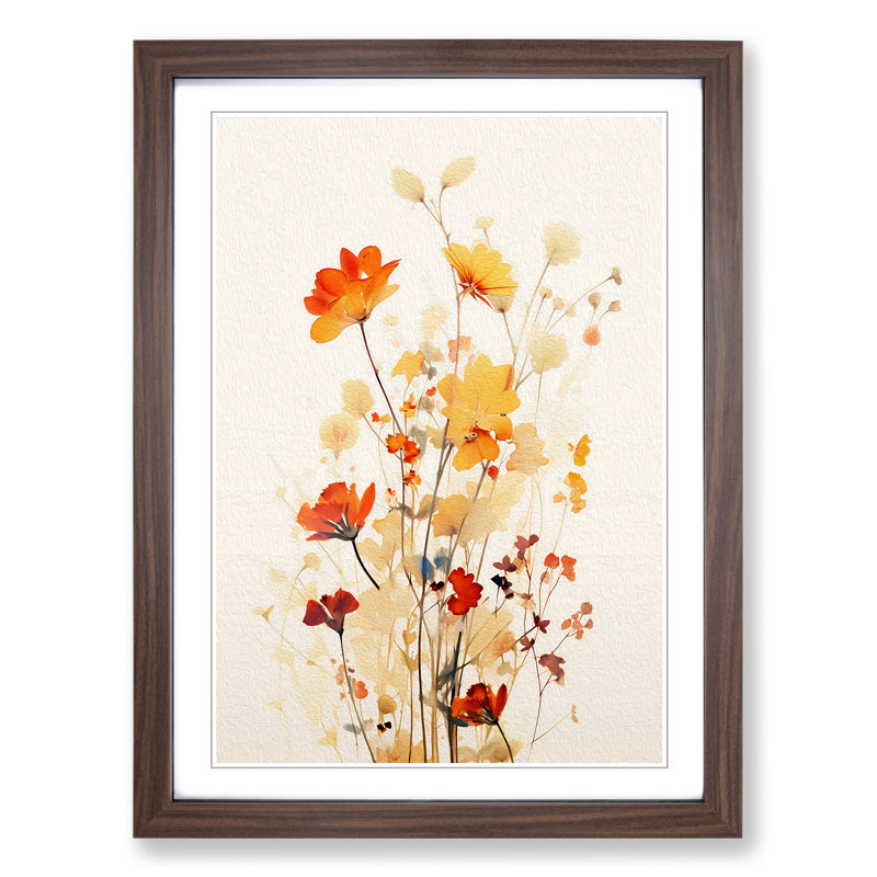 Wildflowers Minimalism - Framed Print, 34cm H x 25cm W x 2cm D, Walnut