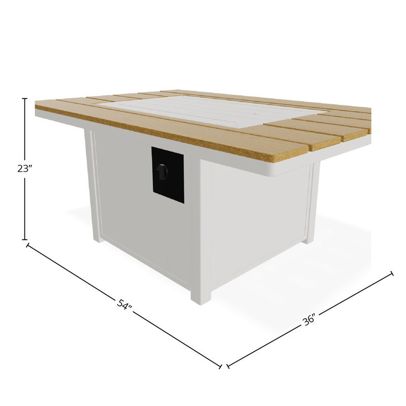 Table de feu 36 po x 54 po avec tablette au propane, Neige