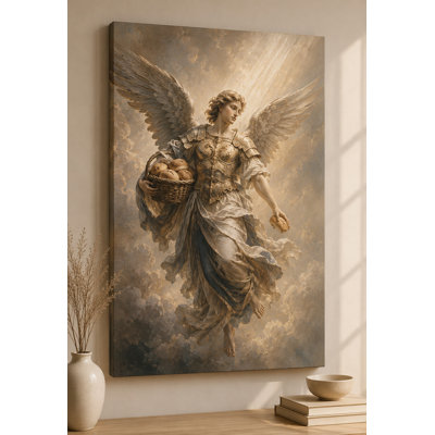 Large Angel of Abundance Wall Artwork 24x36 Inch Heavenly Angel Canvas Spiritual Christian Decor Prayer Room living room Artwork Ready to Hang