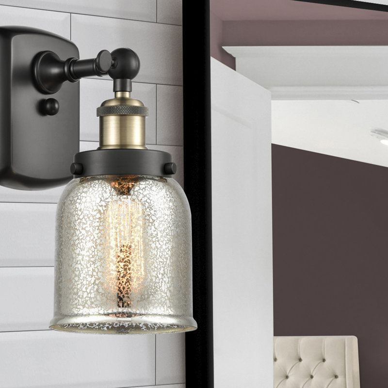 Ballston Urban Bell - 1 Light 5" Sconce, Incandescent, Silver Plated Mercury, Black Antique Brass