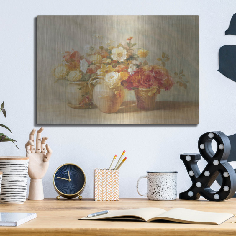 Art mural en métal Winston Porter «Sunny Bouquet» par Danhui Nai, H 12 po x l 16 po