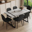 Minimalist Retro Dining Table Set With Textured Top And 6 Upholstered Chairs