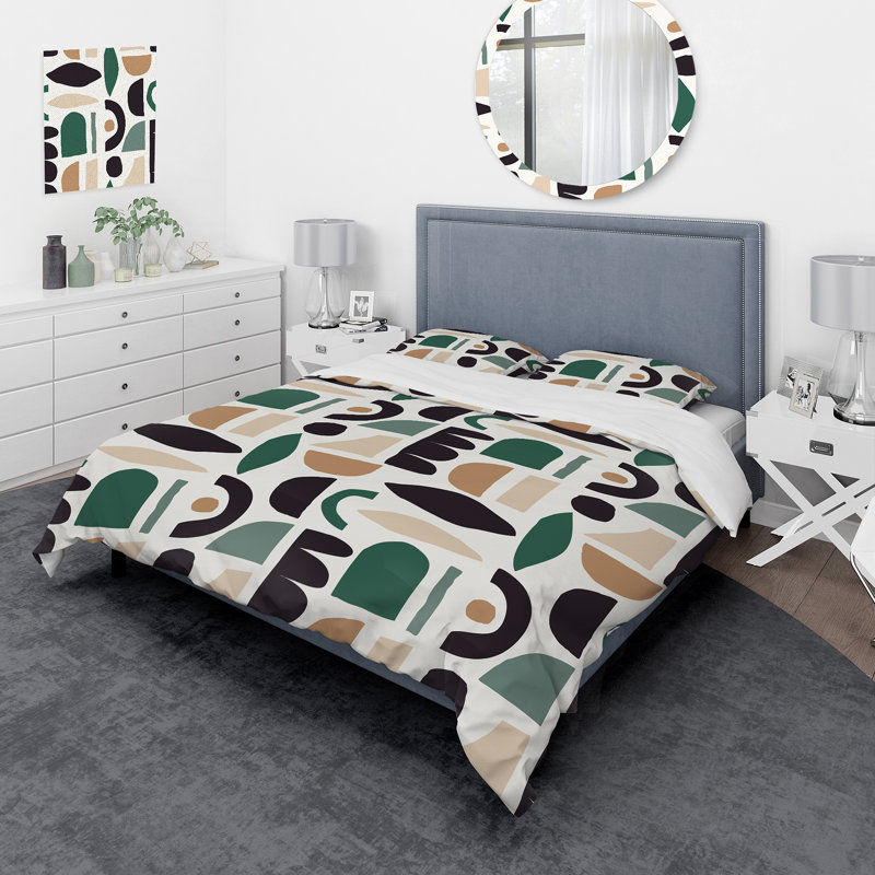 Ensemble de housse de couette en microfibre Quenterrel, Housse de couette simple + 1 taie décorative stan