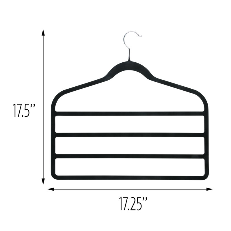 Black Velvet 4-Tier Non-Slip Pants Hangers, 4 Pack