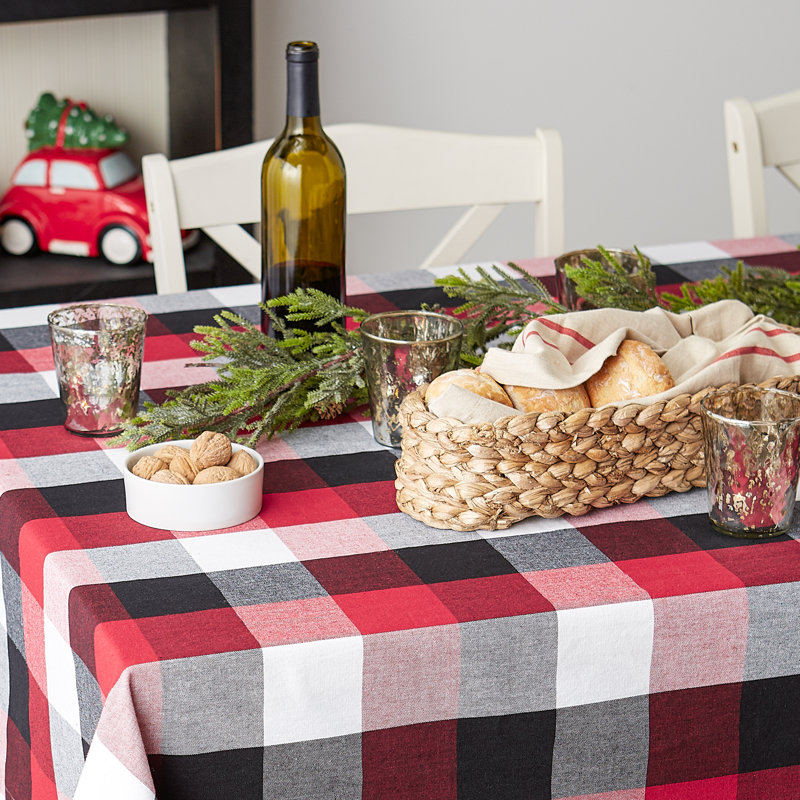 Chasten Checkered 100% Cotton Round Tablecloth