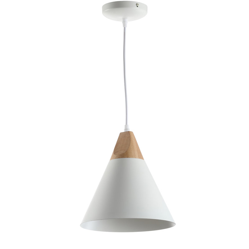 Luminaire suspendu conique simple 1 lumière Bova, Blanc
