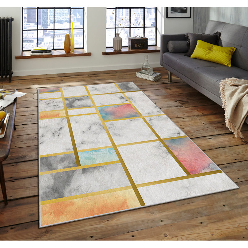 Luxurious Non-Slip Area Rug, 4.0 x 5.9 Feet, 100% Polyester, 740g/m² | Velvet Fabric with Digital Print | Easy-Clean Laminated Sponge Underside, Machine Washable | Perfect for Living Room, Bedroom & Home Decor