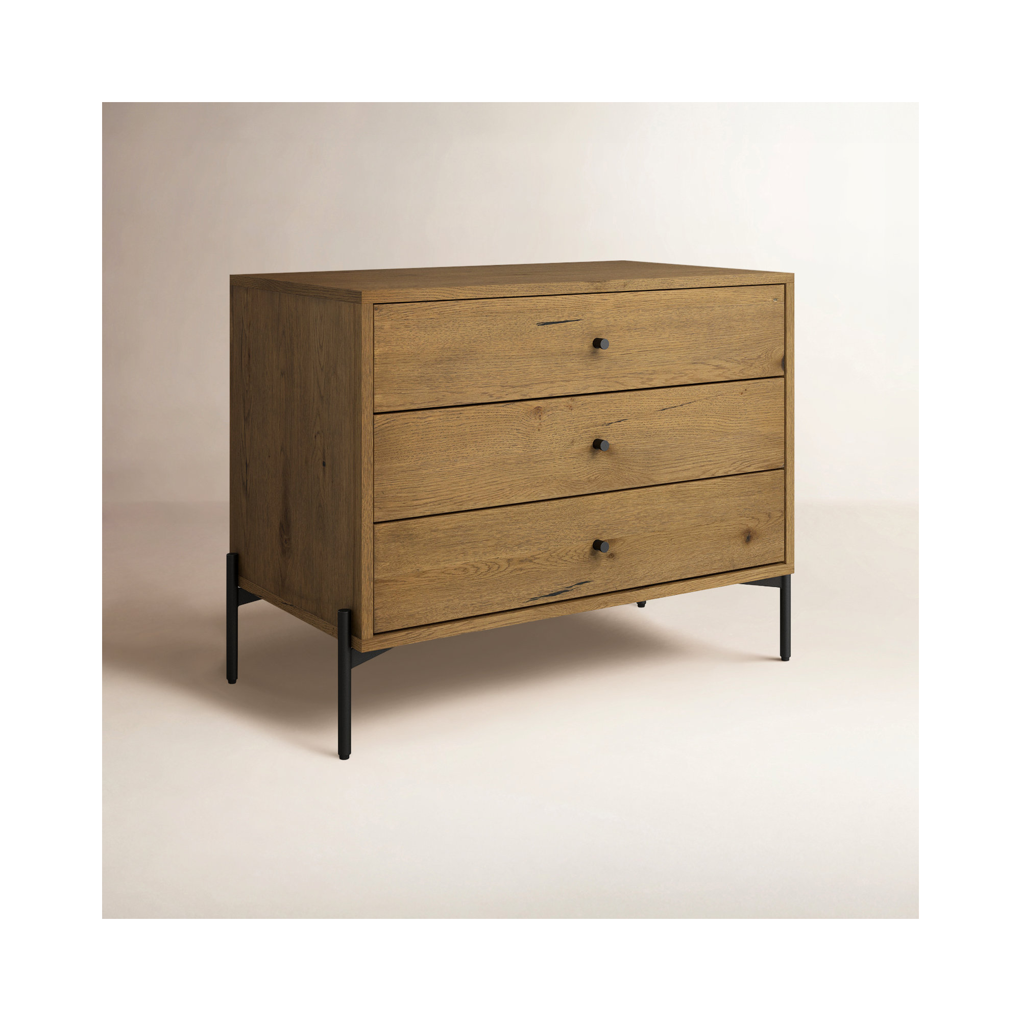Aceton 3 - Drawer Nightstand, Amber Oak Resin