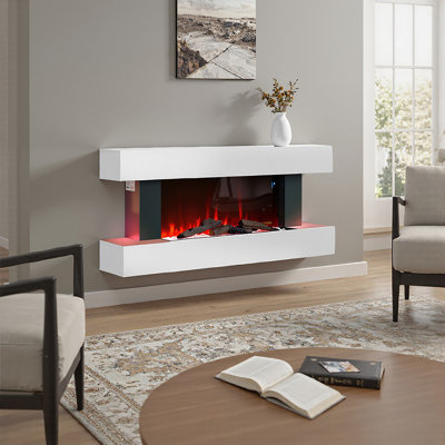 Adur Wade Logan 132 cm W White Black Electric Fireplace with 5120 BTU
