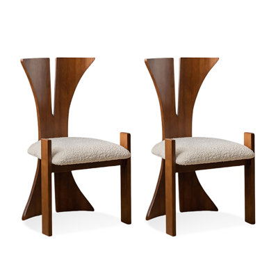 Chaise d'appoint à dossier beige uni (ensemble de 2)
